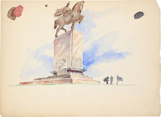 Великанов Александр Петрович. Три варианта постаментов к памятнику Юрию Долгорукому на двух листах